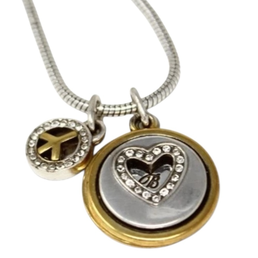 Brighton B Happy Two Tone Peace Heart Pendant Necklace 1843 - Picture 4 of 9